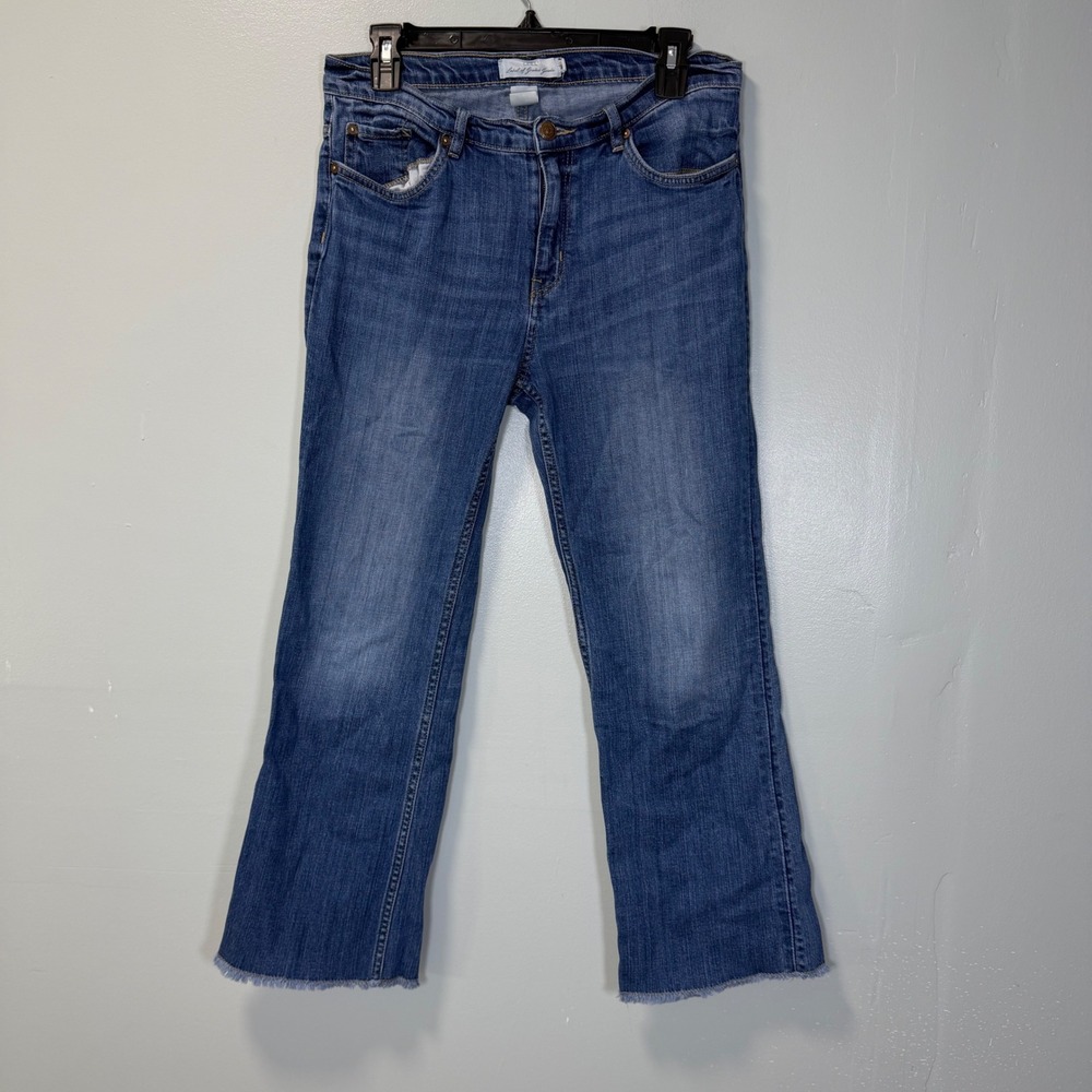 H&M LOGG‎ Label of Graded Goods Blue Raw Hem Cropped Jeans Size 30 0355657 3